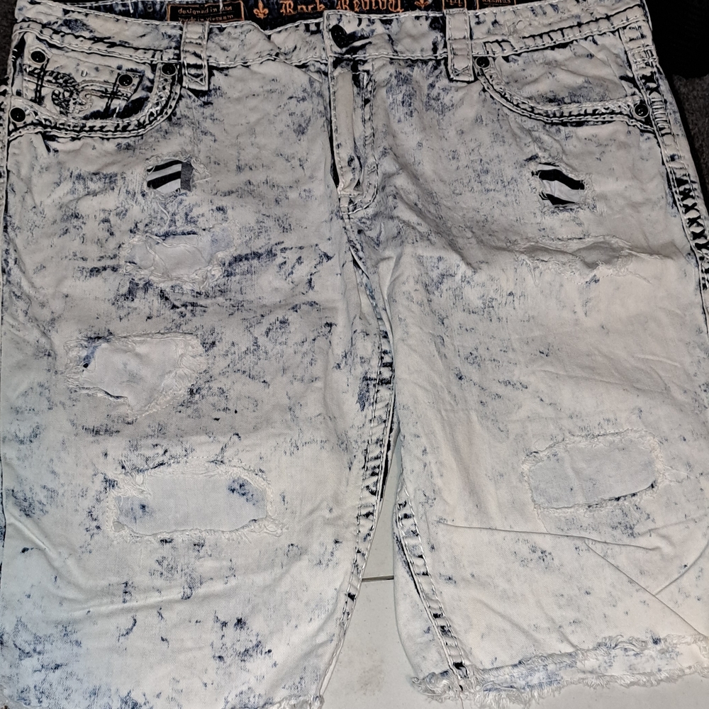 Rock Revival Distressed White Denim Shorts